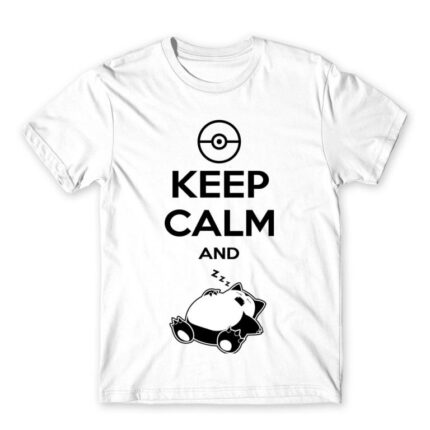 Keep calm and Snorlax White Men's Tee for Anime, Pokemon