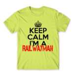 Keep calm, I’m a railwayman Apple Green Men's Tee for Train Conductor, Work