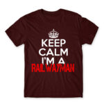 Keep calm, I’m a railwayman Burgundy Men's T-shirt for Train Conductor, Work