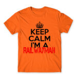 Keep calm, I’m a railwayman Orange Men's T-shirt for Train Conductor, Work