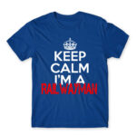 Keep calm, I’m a railwayman Royal Blue Men's T-shirt for Train Conductor, Work