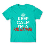 Keep calm, I’m a railwayman Turquoise Men's T-shirt for Train Conductor, Work