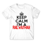Keep calm, I’m a railwayman White Men's T-shirt for Train Conductor, Work