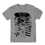 Kill the lights Grey Melange Men's T-shirt for Anime, Original Art