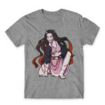 Kimetsu no Yaiba: Demon Nezuko Grey Melange Men's T-shirt for Anime, Kimetsu No Yaiba