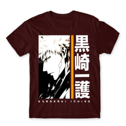 Kurosaki Ichigo – Minimal Burgundy Men's Tee for Anime, Bleach