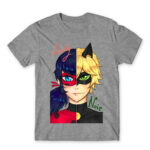 LadyNoir Grey Melange Men's T-shirt for Anime, Miraculous Ladybug