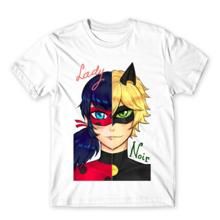 LadyNoir White Men's T-shirt for Anime, Miraculous Ladybug