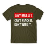 Lazy rule #1 Army Men's T-shirt for Funny, Laziness