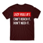 Lazy rule #1 Burgundy Men's Tee for Funny, Laziness