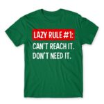 Lazy rule #1 Kelly Green Men's T-shirt for Funny, Laziness