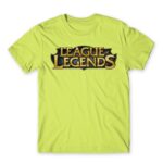 League Of Legends Logo Apple Green Men's Tee for Gaming, League Of Legends