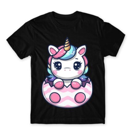 Little Eggshell Unicorn Black Men's Tee for Anime, Original Art