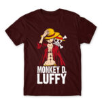 Luffy Color Burgundy Men's T-shirt for Anime, One Piece