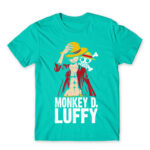 Luffy Color Turquoise Men's T-shirt for Anime, One Piece