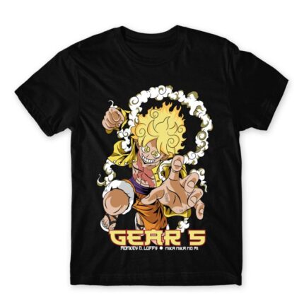 Luffy Gear 5 Black Men's Tee for Anime, One Piece