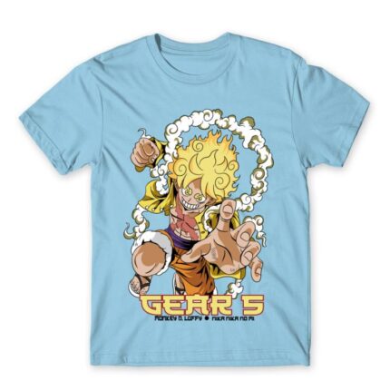 Luffy Gear 5 Sky Blue Men's Tee for Anime, One Piece
