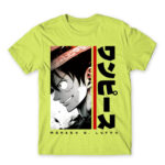Luffy – Minimal Apple Green Men's T-shirt for Anime, One Piece