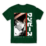 Luffy – Minimal Bottle Green Men's T-shirt for Anime, One Piece
