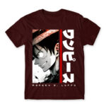 Luffy – Minimal Burgundy Men's Tee for Anime, One Piece