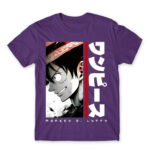 Luffy – Minimal Dark Purple Men's Tee for Anime, One Piece