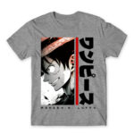 Luffy – Minimal Grey Melange Men's T-shirt for Anime, One Piece
