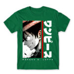 Luffy – Minimal Kelly Green Men's T-shirt for Anime, One Piece