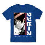 Luffy – Minimal Royal Blue Men's Tee for Anime, One Piece