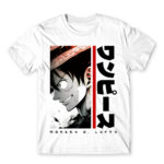 Luffy – Minimal White Men's Tee for Anime, One Piece