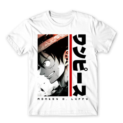 Luffy – Minimal White Men's Tee for Anime, One Piece