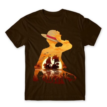 Luffy Silhouette Chocolate Men's T-shirt for Anime, One Piece