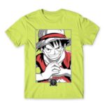 Luffy Smile Apple Green Men's T-shirt for Anime, One Piece
