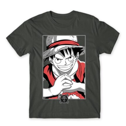 Luffy Smile Dark Grey Men's T-shirt for Anime, One Piece