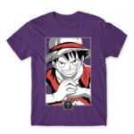 Luffy Smile Dark Purple Men's T-shirt for Anime, One Piece