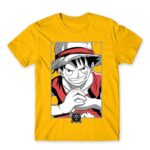 Luffy Smile Gold Men's T-shirt for Anime, One Piece