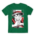 Luffy Smile Kelly Green Men's Tee for Anime, One Piece