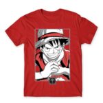 Luffy Smile Red Men's T-shirt for Anime, One Piece