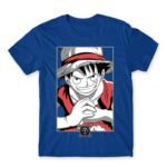 Luffy Smile Royal Blue Men's T-shirt for Anime, One Piece