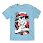 Luffy Smile Sky Blue Men's Tee for Anime, One Piece