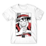 Luffy Smile White Men's T-shirt for Anime, One Piece