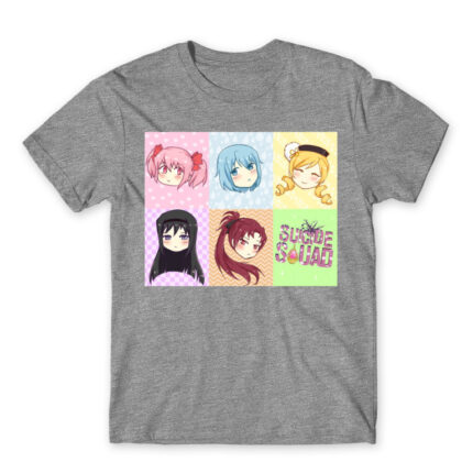 Madoka Squad Grey Melange Men's Tee for Anime, Puella Magi Madoka Magica