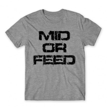 Mid Or Feed Grey Melange Men's T-shirt for Gaming, League Of Legends