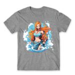 Nami – Ocean Grey Melange Men's Tee for Anime, One Piece