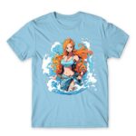 Nami – Ocean Sky Blue Men's T-shirt for Anime, One Piece