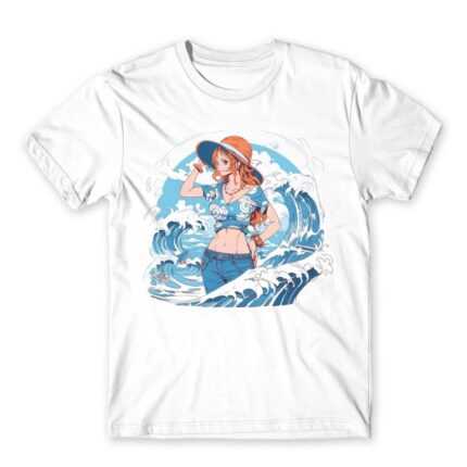 Nami with waves White Men's Tee for Anime, One Piece