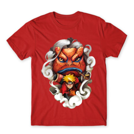 Naruto and Gamakichi Red Men's Tee for Anime, Naruto