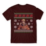 Naruto Christmas design Burgundy Men's T-shirt for Anime, Naruto