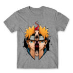 Naruto – Demon split Grey Melange Men's Tee for Anime, Naruto