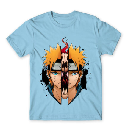 Naruto – Demon split Sky Blue Men's T-shirt for Anime, Naruto