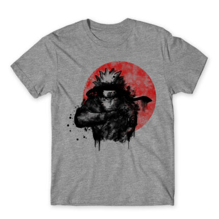 Naruto moon Grey Melange Men's T-shirt for Anime, Naruto